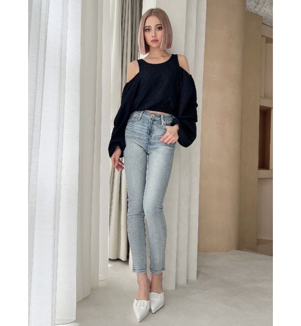 GYDA「ハイウエストワンウォッシュスキニーパンツ」|デニム|