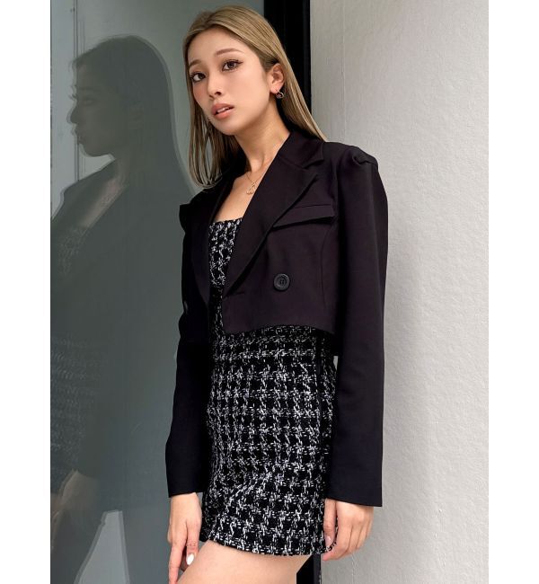 GYDA「ショートダブルジャケット【SETUP着用可】」|テーラードジャケット|ブラック