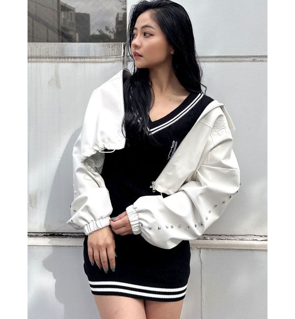 GYDA「Sleeve Studs フェイクレザージャケット」|ライダースジャケット|