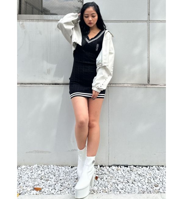 GYDA「Sleeve Studs フェイクレザージャケット」|ライダースジャケット|