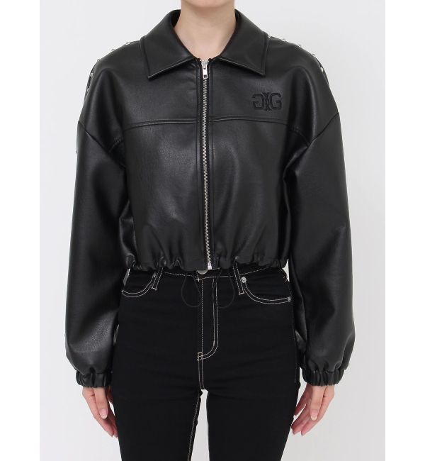 GYDA「Sleeve Studs フェイクレザージャケット」|ライダースジャケット|