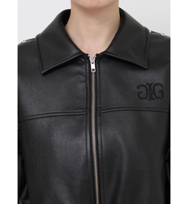 GYDA「Sleeve Studs フェイクレザージャケット」|ライダースジャケット|