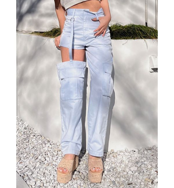 GYDA「SIDE CUTデザインカーゴカラーワイドパンツ」|その他|スカイブルー