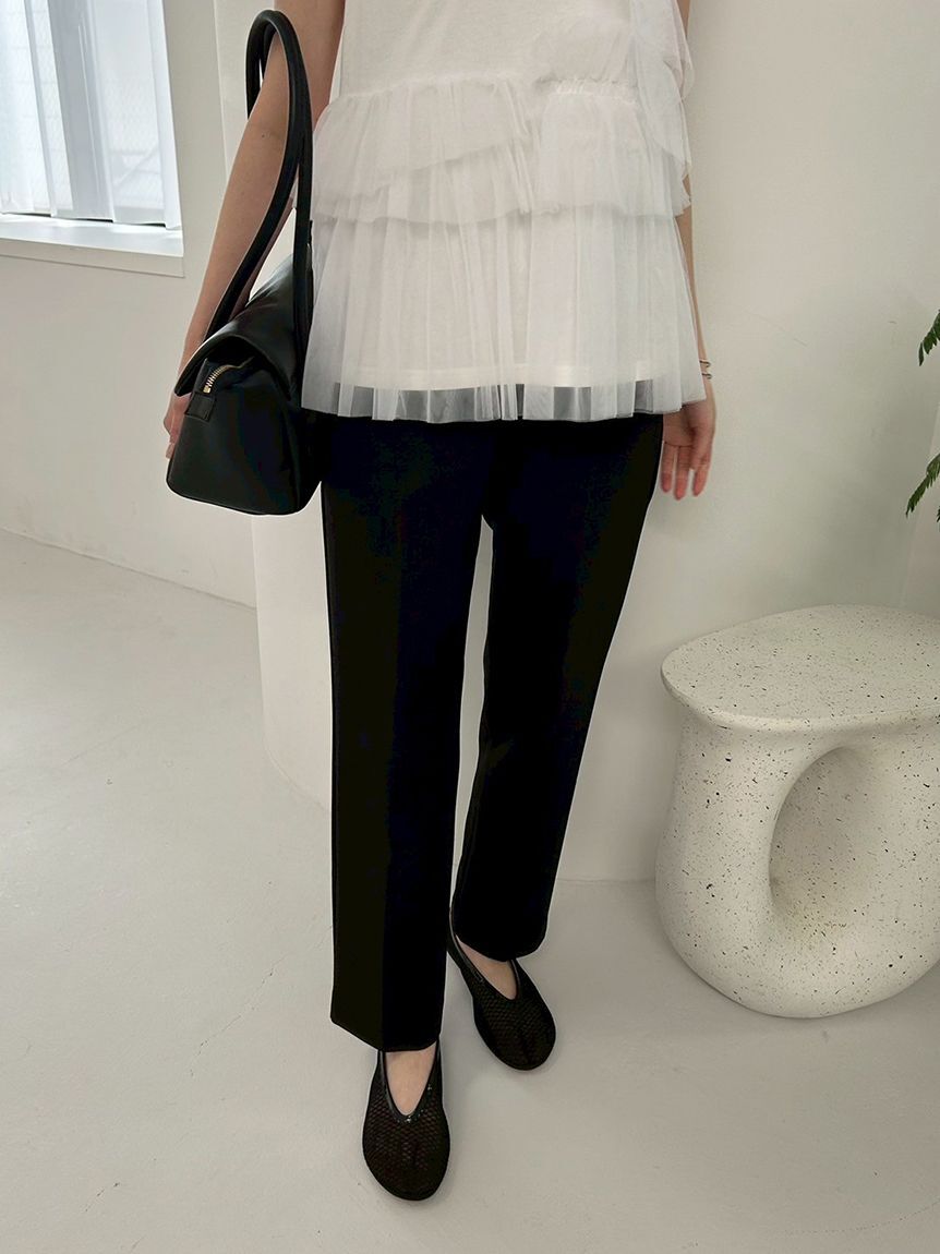 Mila Owen「【WEB限定カラー】後ろゴムセンタープレステーパードパンツ【ウォッシャブル】」|チノ|