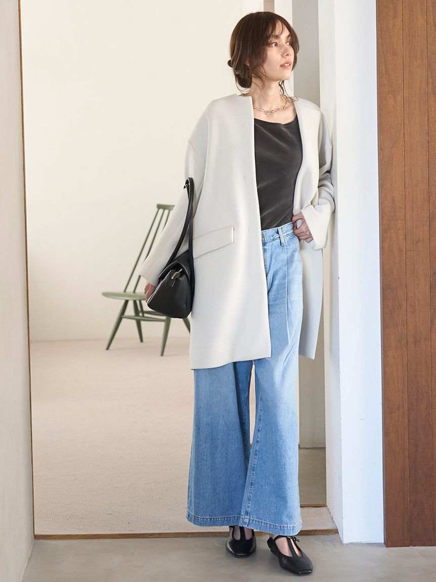 Mila Owen「【WEB限定00サイズ】ルーズフィットタックバギーデニムパンツ」|デニム|