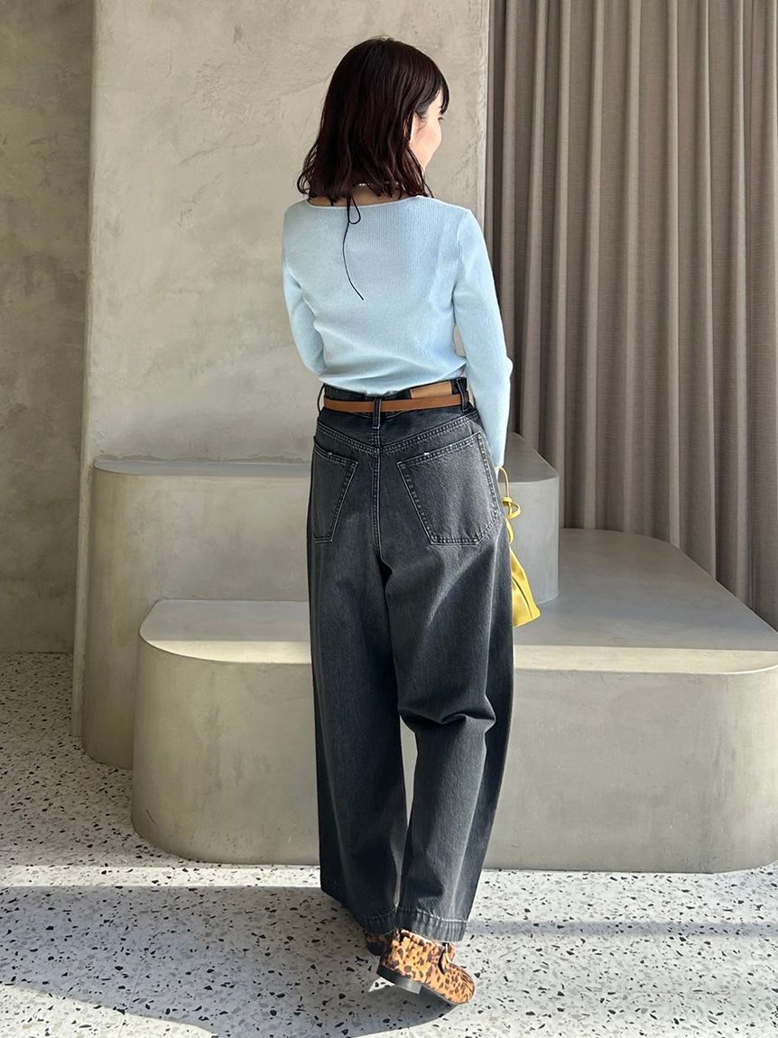 Mila Owen「【WEB限定00サイズ】ルーズフィットタックバギーデニムパンツ」|デニム|