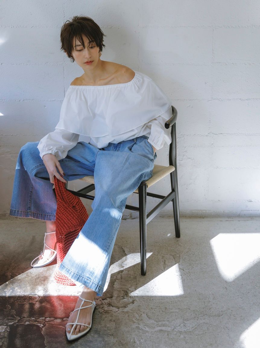 Mila Owen「【WEB限定00サイズ】ルーズフィットタックバギーデニムパンツ」|デニム|