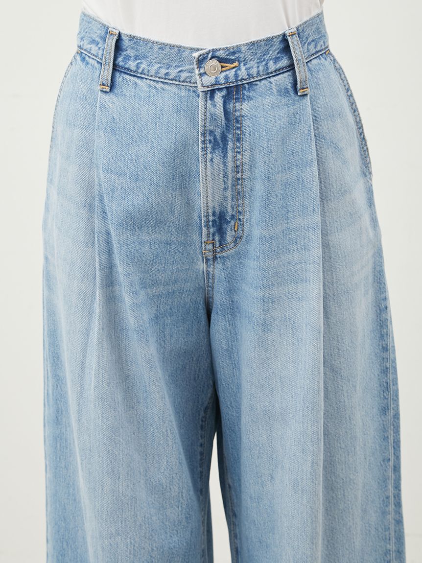 Mila Owen「【WEB限定00サイズ】ルーズフィットタックバギーデニムパンツ」|デニム|