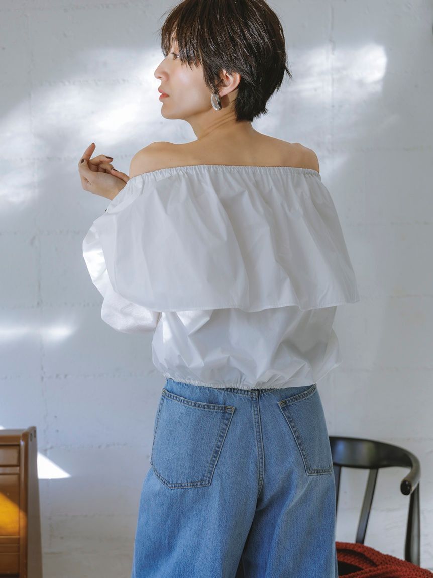 Mila Owen「【WEB限定00サイズ】ルーズフィットタックバギーデニムパンツ」|デニム|