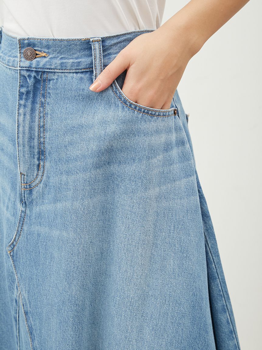 Mila Owen「後ろゴムマチデザインフレアデニムスカート【ウォッシャブル】」|スカート|