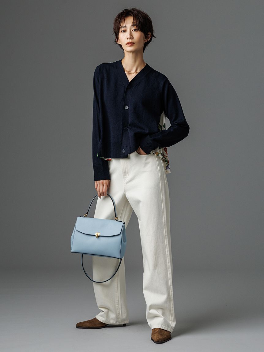 Mila Owen「細ベルト付きストレートデニムパンツ」|デニム|