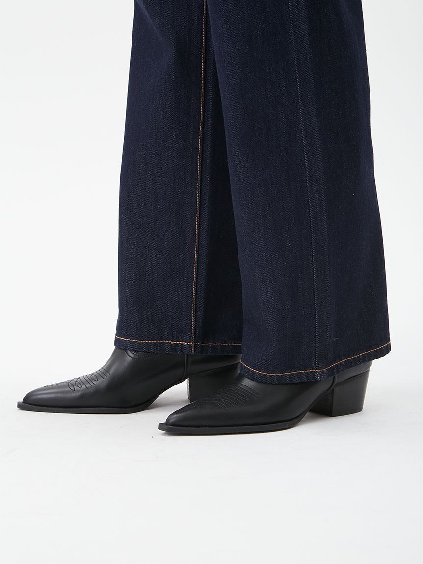 Mila Owen「細ベルト付きストレートデニムパンツ」|デニム|