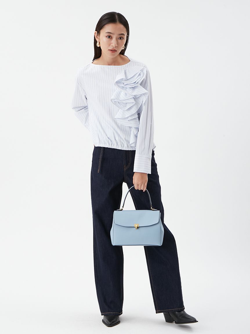 Mila Owen「細ベルト付きストレートデニムパンツ」|デニム|