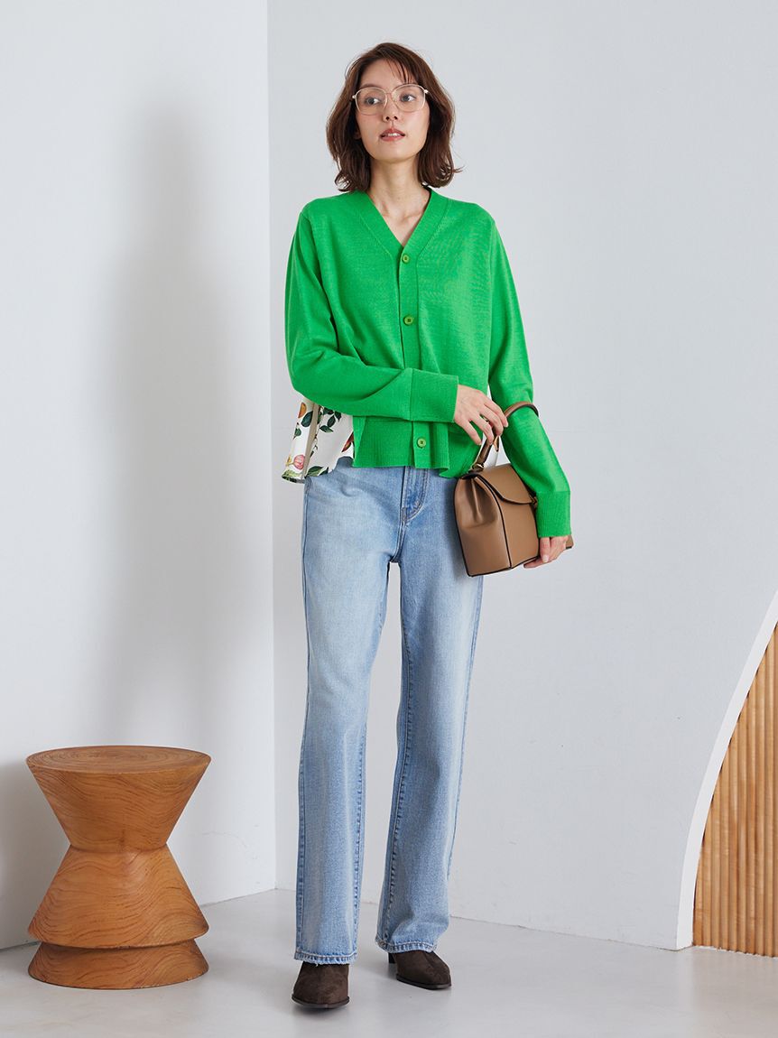 Mila Owen「細ベルト付きストレートデニムパンツ」|デニム|