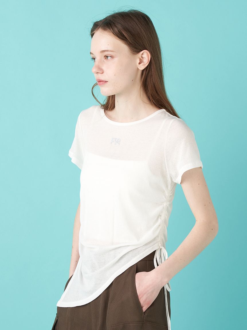 FURFUR「【WEB限定カラー】クリスタルロゴアシンメトリーTシャツ」|Tシャツ・カットソー|