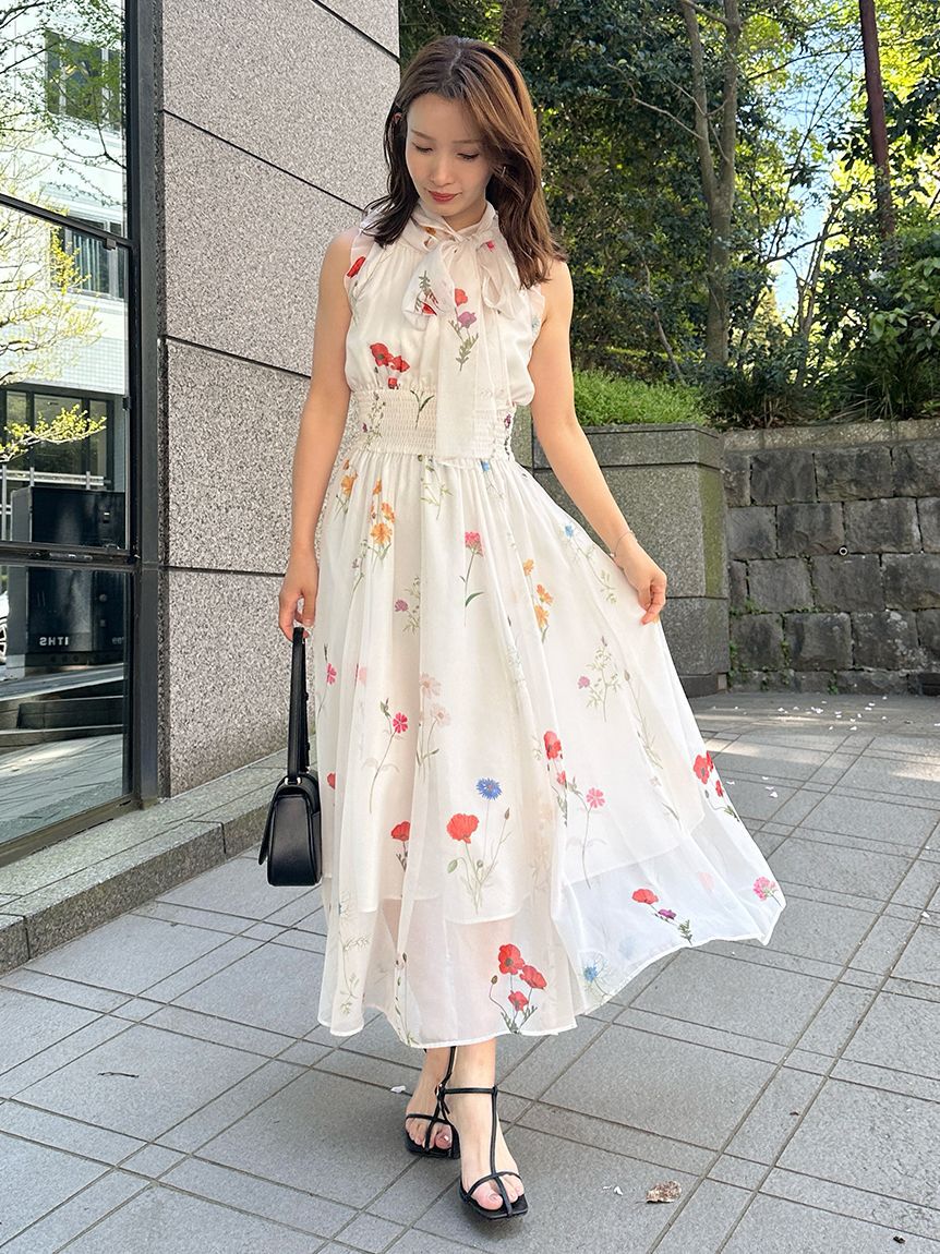 SNIDEL「バックリボンシフォンワンピース」|ワンピース|