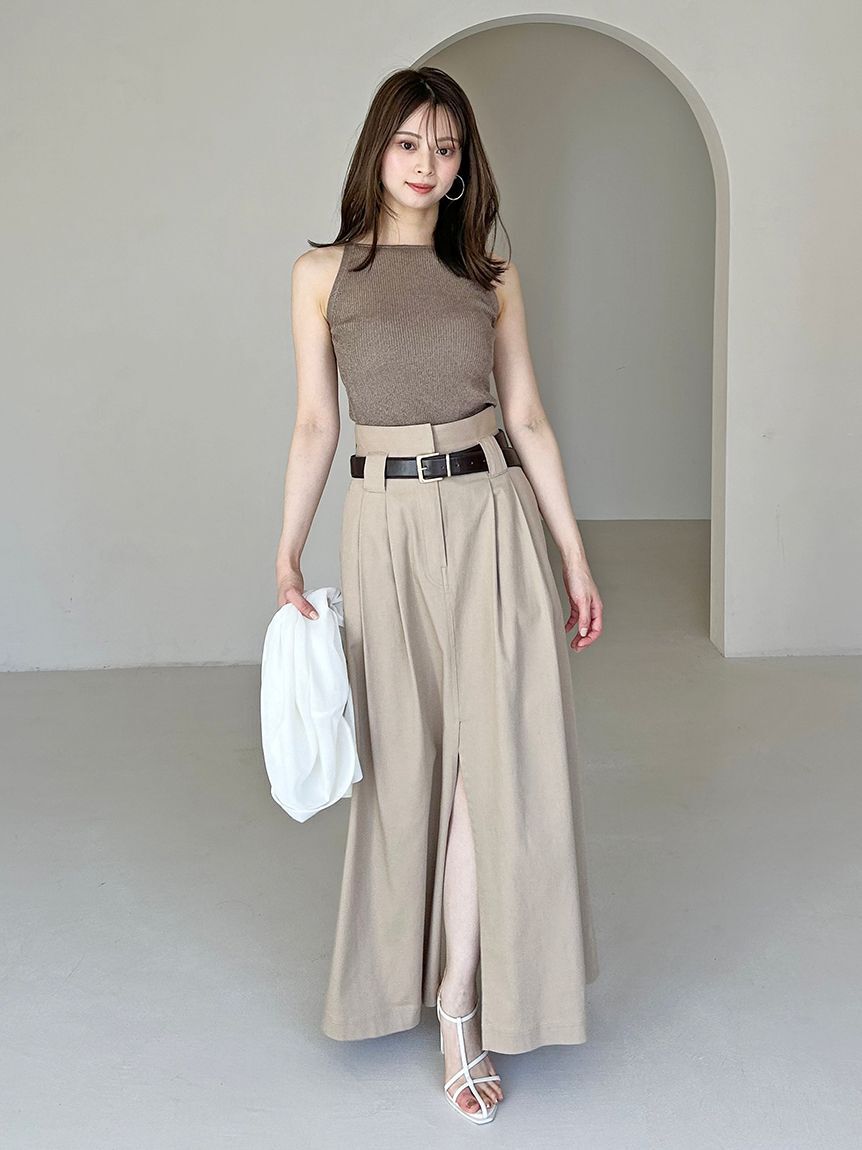 SNIDEL「チノワイドスカート」|スカート|BEG