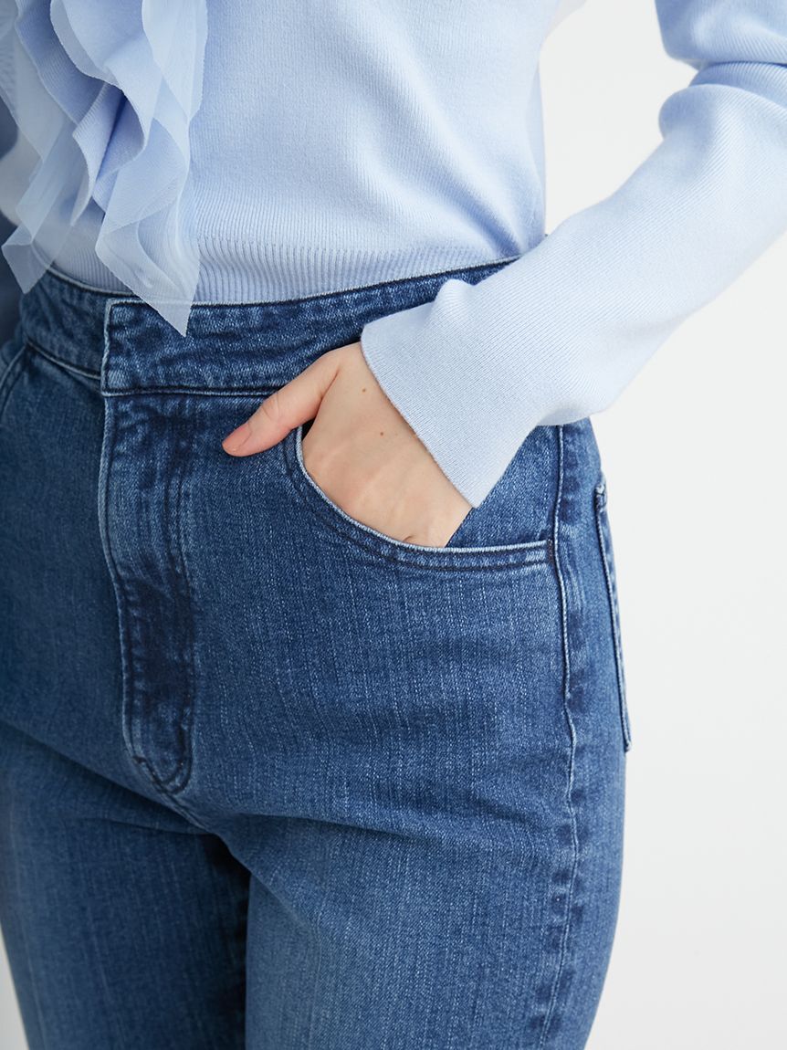 CELFORD「ハイライズ美脚ストレッチテーパードデニムパンツ」|デニム|