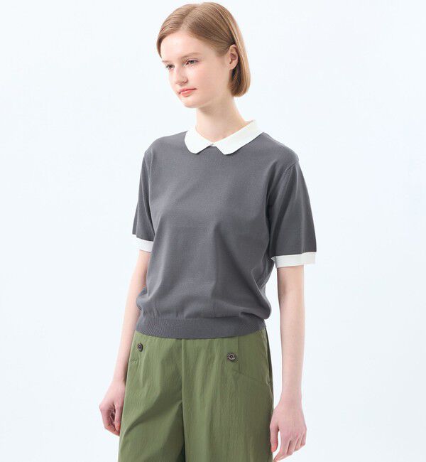 MACKINTOSH PHILOSOPHY「【WEB&一部店舗限定】バイカラーポロニット」|ニット・セーター|チャコールグレー
