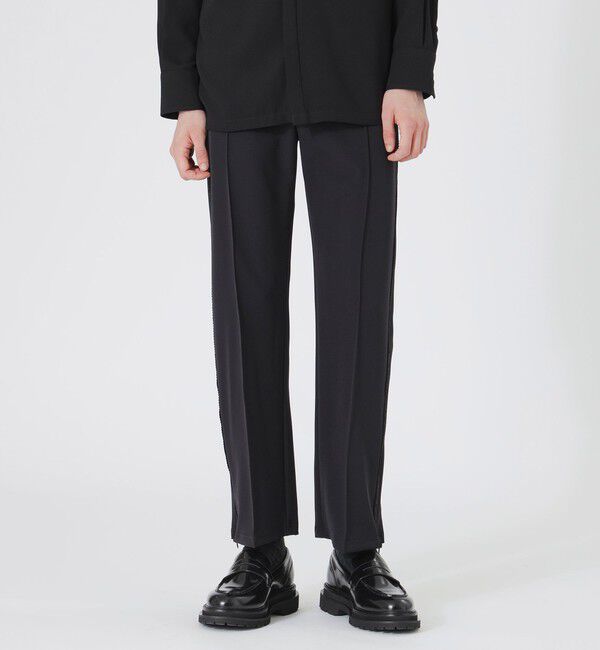  「サイドブレードスリットイージーストレートパンツ」|その他|ブラック&times;ブラック