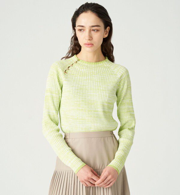  「ミックスヤーンニットプルオーバー」|ニット・セーター|ライトグリーン