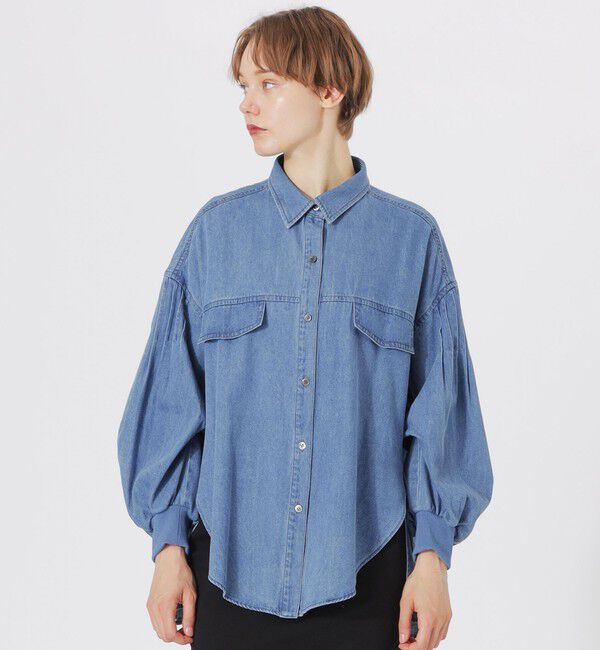  「バックプリーツデニムシャツ」|シャツ・ブラウス|ブルー