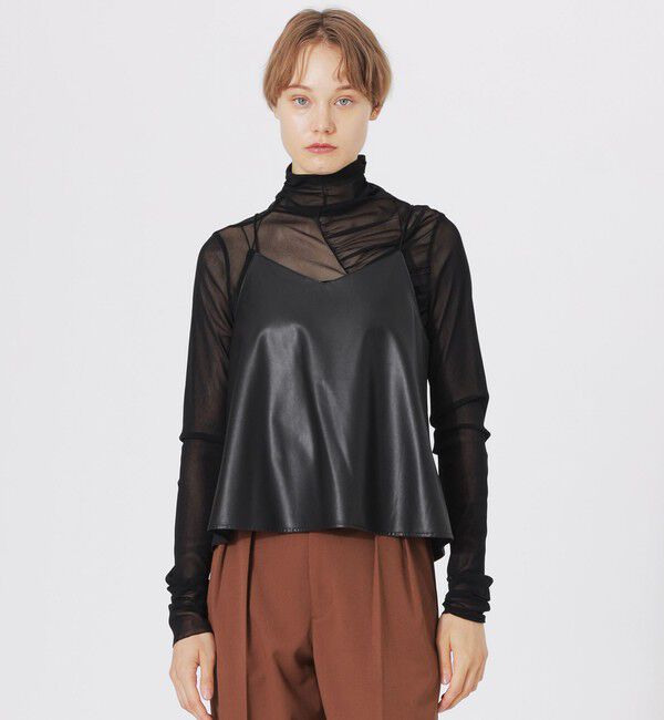  「シンセティックレザーキャミソール」|キャミソール|ブラック