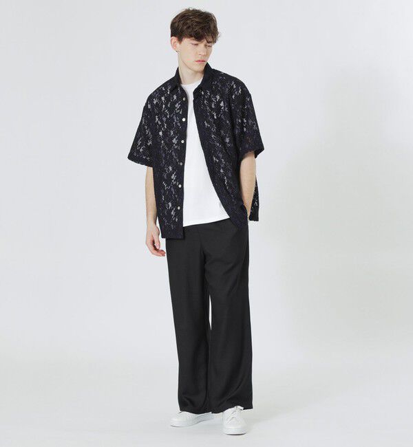  「バイカラーレースショートスリーブシャツ」|シャツ・ブラウス|