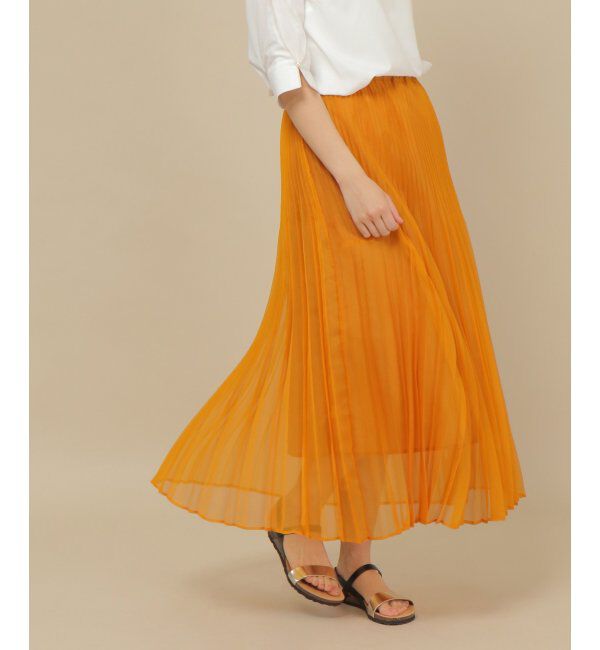 IKKA LOUNGE「シアプリーツスカート」|スカート|イエロー