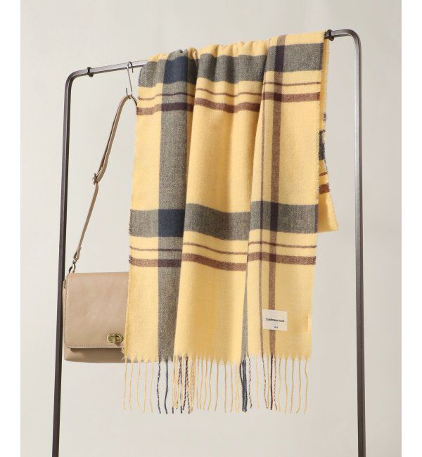 ikka「カシミヤタッチチェックマフラー」|マフラー|イエロー