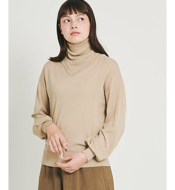 IKKA LOUNGE「&radic;M ルートエム パフスリーブニット」|プルオーバー|キャメル