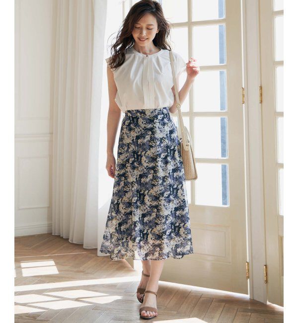 IKKA LOUNGE「大柄フラワープリントスカート」|スカート|