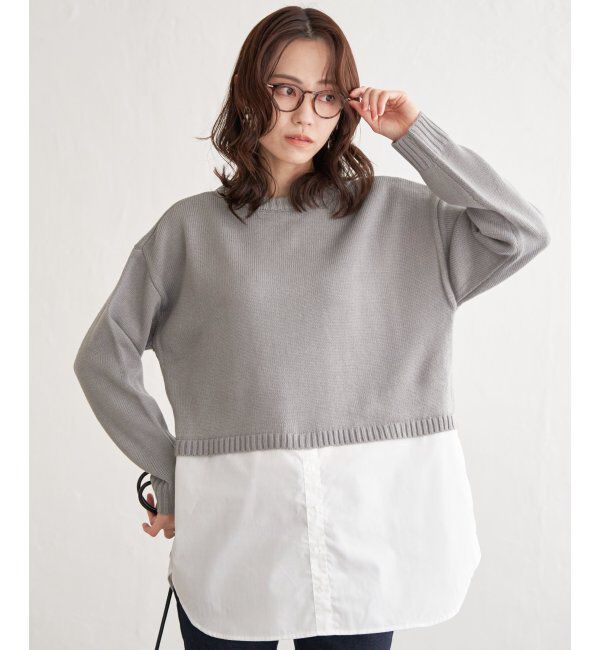 ikka「前後2WAY切り替えニットチュニック」|プルオーバー|グレイ