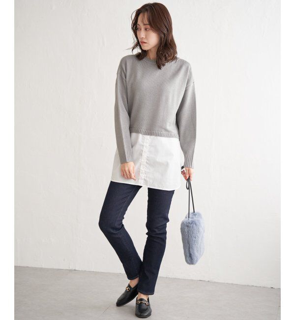 ikka「前後2WAY切り替えニットチュニック」|プルオーバー|