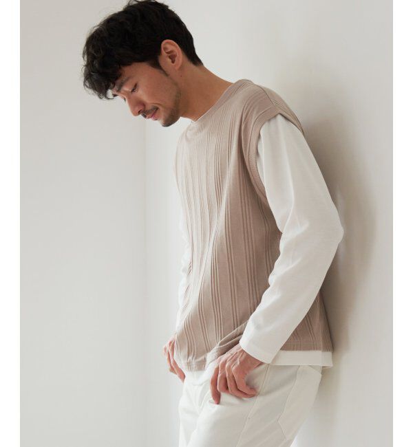 ikka「ランダムジャガードフェイクベストロンT」|Tシャツ・カットソー|