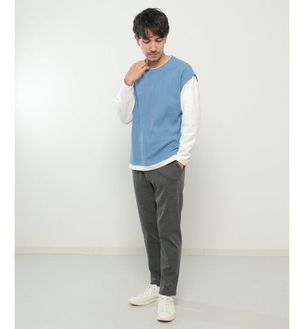 ikka「ランダムジャガードフェイクベストロンT」|Tシャツ・カットソー|