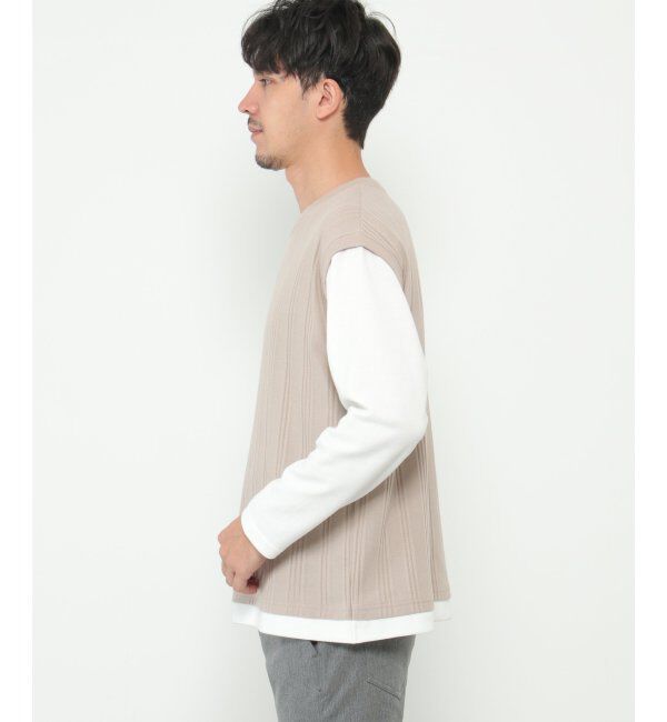 ikka「ランダムジャガードフェイクベストロンT」|Tシャツ・カットソー|