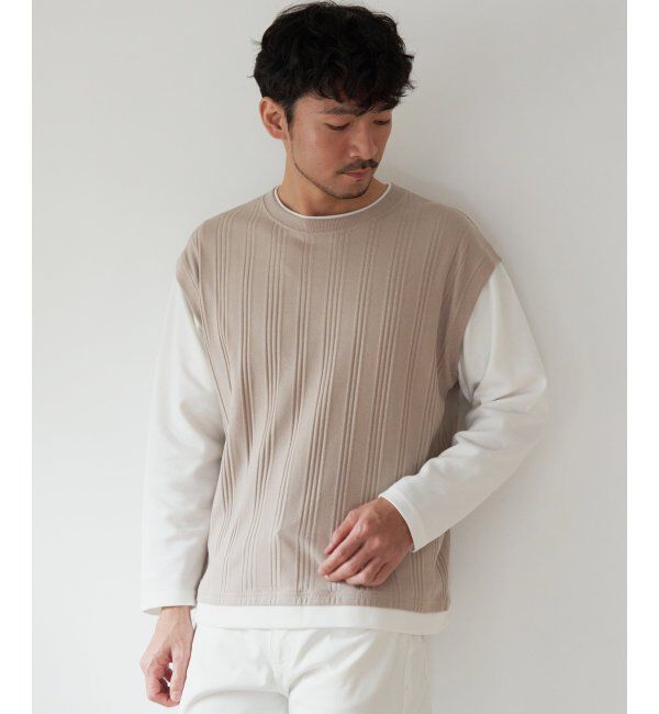 ikka「ランダムジャガードフェイクベストロンT」|Tシャツ・カットソー|