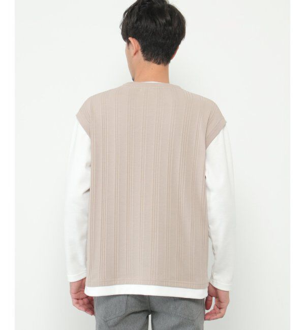 ikka「ランダムジャガードフェイクベストロンT」|Tシャツ・カットソー|