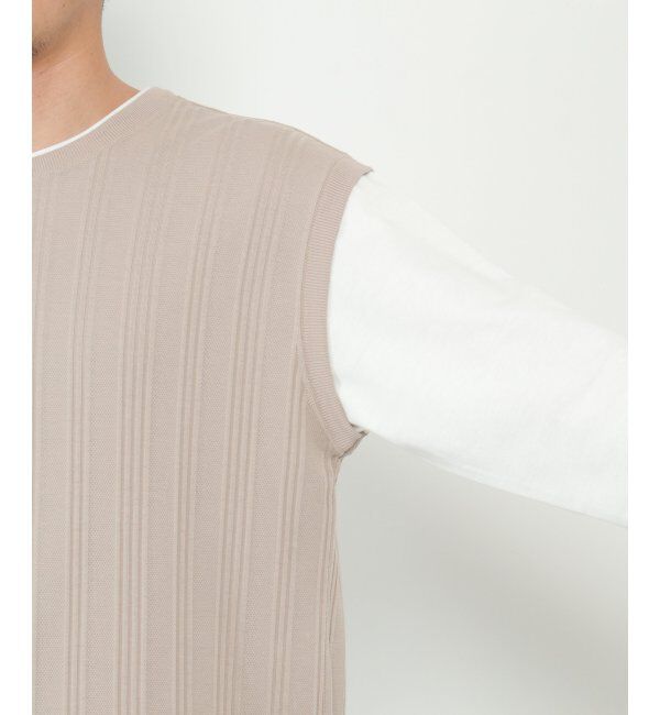 ikka「ランダムジャガードフェイクベストロンT」|Tシャツ・カットソー|