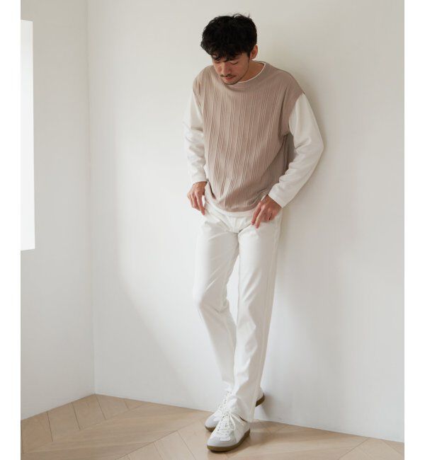 ikka「ランダムジャガードフェイクベストロンT」|Tシャツ・カットソー|