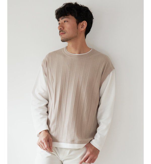 ikka「ランダムジャガードフェイクベストロンT」|Tシャツ・カットソー|