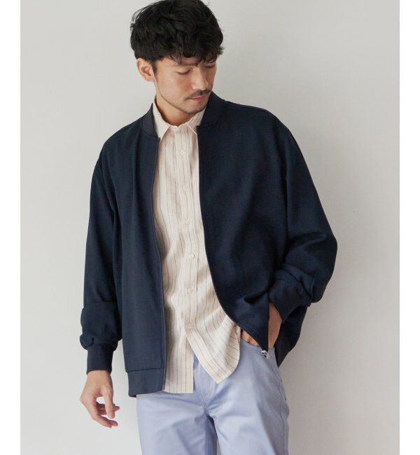 ikka「イージーケアリネンライクブルゾン」|ブルゾン・スタジャン|ネイビー