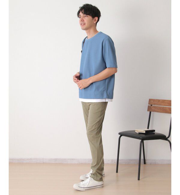 ikka「【吸水速乾】ドライ鹿の子5分袖レイヤードTシャツ」|Tシャツ・カットソー|