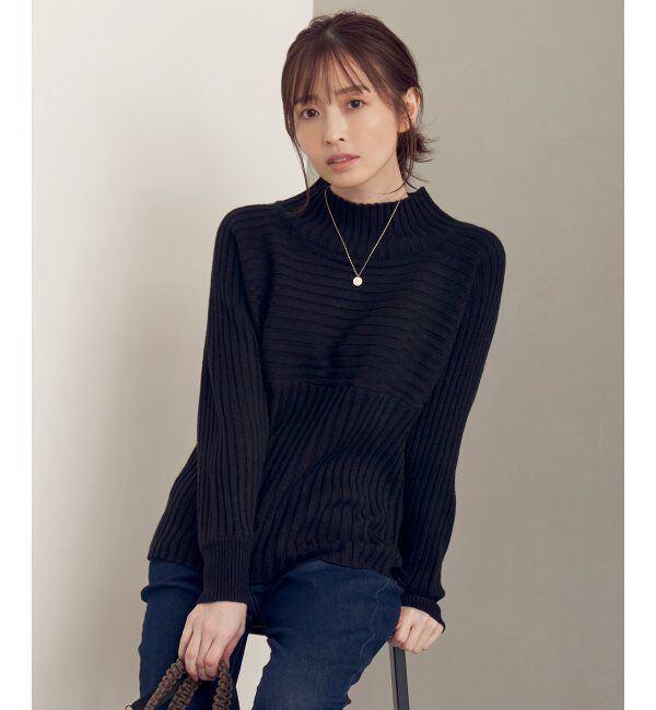 ikka「7Gワイドリブ切り替えプルオーバー」|プルオーバー|ブラック
