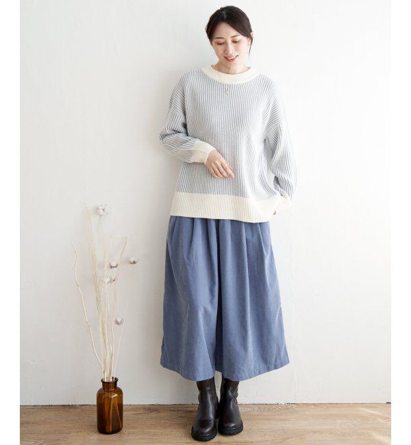 ikka「ストライプ柄ニットプルオーバー」|プルオーバー|