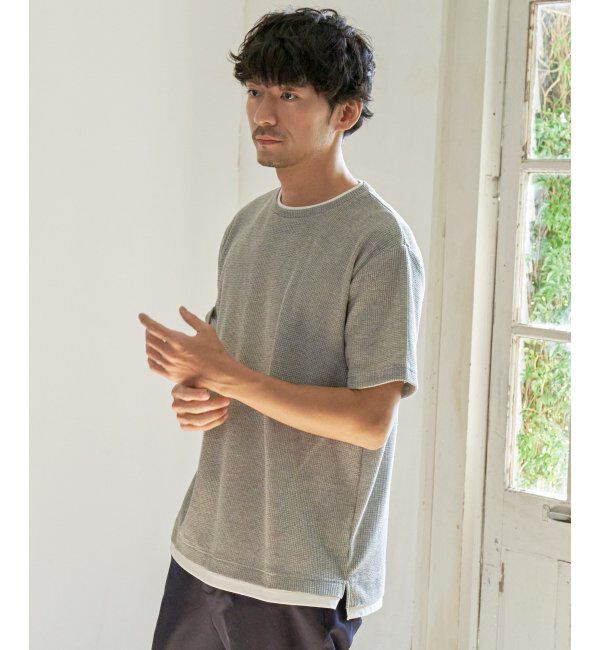 ikka「メランジワッフルフェイクT」|Tシャツ・カットソー|