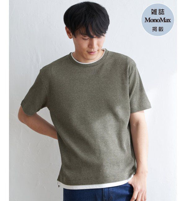 ikka「メランジワッフルフェイクT」|Tシャツ・カットソー|オリーブ