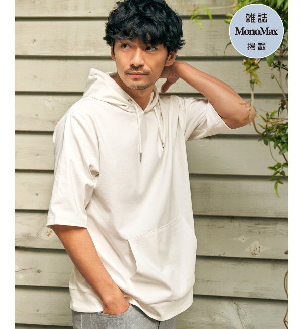 ikka「【接触冷感／抗菌防臭】GOKU楽セイケツ5分袖パーカー」|Tシャツ・カットソー|