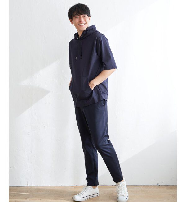 ikka「【接触冷感／抗菌防臭】GOKU楽セイケツ5分袖パーカー」|Tシャツ・カットソー|